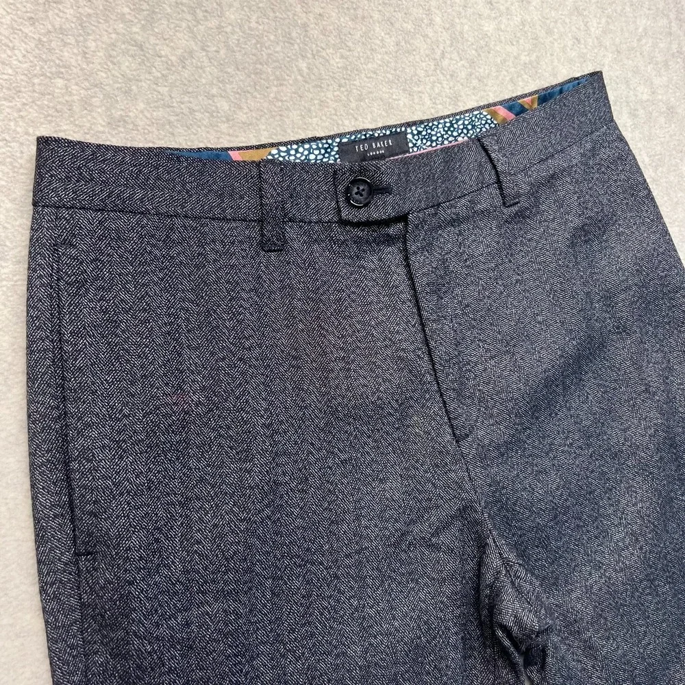 Ted Baker London Mens Western Dress Pants Gray Slim Wool Blend Slash Pockets 32R - Picture 2 of 12